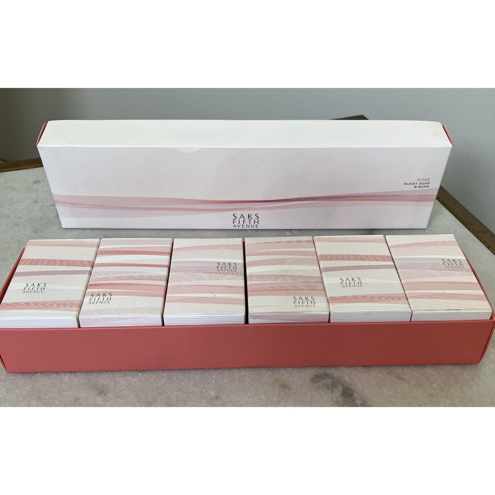 Box Set Of 6 ROSE GUEST SOAPS BY SAKS FIFTH AVENUE.  1.8oz. Each